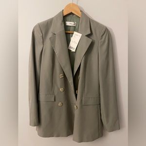 Mango Double Breasted Blazer Sage Green for Women, US 4, New with tag